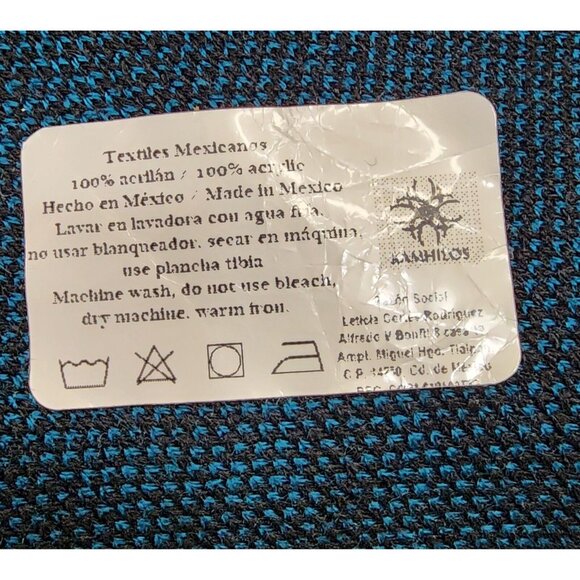 Womens Cape Coat One Size Black Blue Aztec Print Mexican Poncho Coatigan - Picture 4 of 9